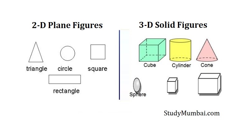2d flat shapes vs 3d solid shapes