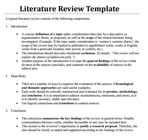 literature review introduction body conclusion