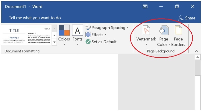setting background for word document